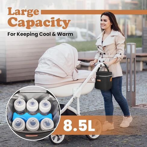 Monicebergg Breastmilk Cooler Bag with Ice Pack - Fits 6 Baby Bottles Up to 9 Ounce Storage Bottle Bag - Travel Breast Milk Bottle Bag with Shoulder Strap- Portable Daycare Insulated Bottle Cooler Bag in Saudi Arabia