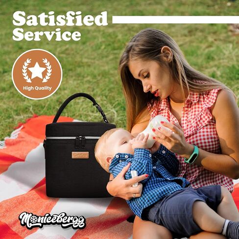 Monicebergg Breastmilk Cooler Bag with Ice Pack - Fits 6 Baby Bottles Up to 9 Ounce Storage Bottle Bag - Travel Breast Milk Bottle Bag with Shoulder Strap- Portable Daycare Insulated Bottle Cooler Bag in Saudi Arabia