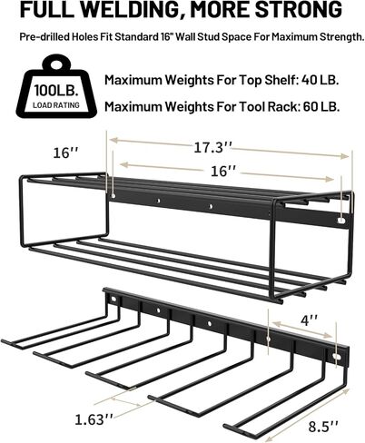 Handheld Power Tools Drill Holder Wall Mount,Power Tool Organizer,Garage Storage Tool Holder Wall Mount,Cordless Drill Tool Organizer.17.5 Inch Black in Saudi Arabia