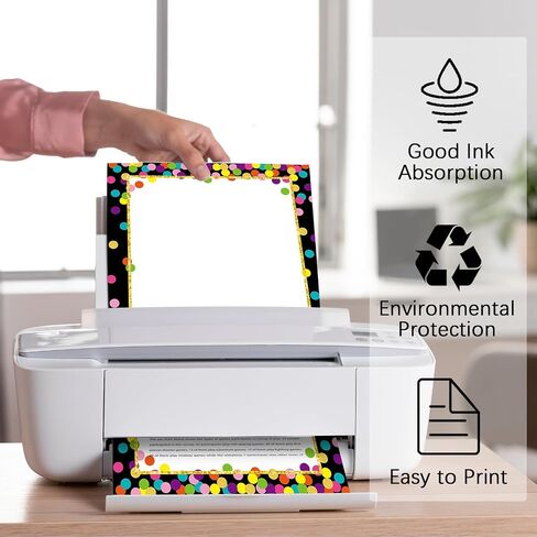 100 Sheets Back to School Squiggles and Dots Computer Printer Paper, 8.5x11 Black White Stationery Border Letterhead Paper for Teacher Print Writing Letters School Supplies for Kids Home Family in Saudi Arabia
