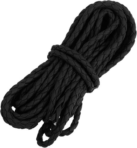 uxcell Leather Cord, 5.47 Yards 4mm Dia PU Braiding Thread String for Purse Handbag Shoelace DIY Crafts Bracelet Making, Black in Saudi Arabia