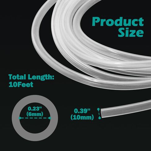 Kemcatui أنابيب السيليكون 6 مم × 10 مم، خرطوم السيليكون المرن الشفاف، أنابيب PVC، أنابيب خرطوم درجة الحرارة العالية من الدرجة الغذائية in Kuwait