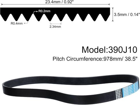 uxcell 2pcs 430J10 PJ V-Ribbed Belt 10 Ribs 43" Length x 0.92" Width x 0.14" Height, EPDM Rubber Poly V Belt, Multi Wedge Micro V Belt in Saudi Arabia