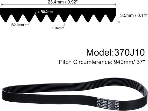 uxcell 2pcs 430J10 PJ V-Ribbed Belt 10 Ribs 43" Length x 0.92" Width x 0.14" Height, EPDM Rubber Poly V Belt, Multi Wedge Micro V Belt in Saudi Arabia