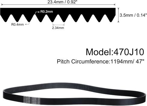 uxcell 2pcs 430J10 PJ V-Ribbed Belt 10 Ribs 43" Length x 0.92" Width x 0.14" Height, EPDM Rubber Poly V Belt, Multi Wedge Micro V Belt in Saudi Arabia