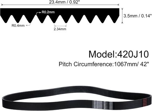 uxcell 2pcs 430J10 PJ V-Ribbed Belt 10 Ribs 43" Length x 0.92" Width x 0.14" Height, EPDM Rubber Poly V Belt, Multi Wedge Micro V Belt in Saudi Arabia