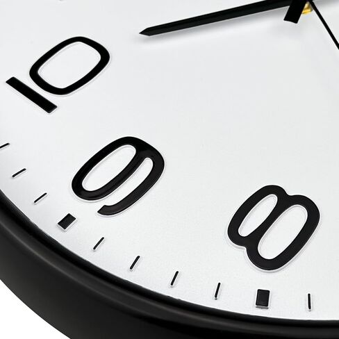 Plumeet 10'' Wall Clock, Battery Operated Small Wall Clocks Silent Non-Ticking Quartz, Modern Style Suitable for Bedroom Living Room Office Decor - 3D Numbers Display Easy to Read, Black in Saudi Arabia