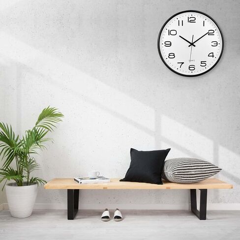 Plumeet 10'' Wall Clock, Battery Operated Small Wall Clocks Silent Non-Ticking Quartz, Modern Style Suitable for Bedroom Living Room Office Decor - 3D Numbers Display Easy to Read, Black in Saudi Arabia