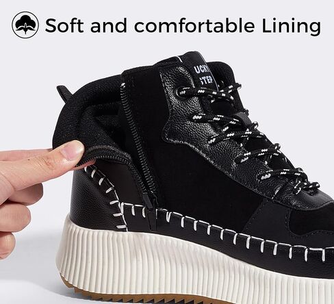 LUCKY STEP Women's Platform High Top Sneakers Fashion Zipper Woven Chunky Ankle Boots Casual Tennis Retro Braided Walking Shoes in Saudi Arabia