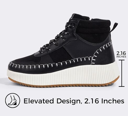 LUCKY STEP Women's Platform High Top Sneakers Fashion Zipper Woven Chunky Ankle Boots Casual Tennis Retro Braided Walking Shoes in Saudi Arabia