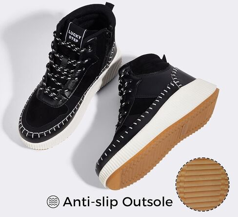 LUCKY STEP Women's Platform High Top Sneakers Fashion Zipper Woven Chunky Ankle Boots Casual Tennis Retro Braided Walking Shoes in Saudi Arabia