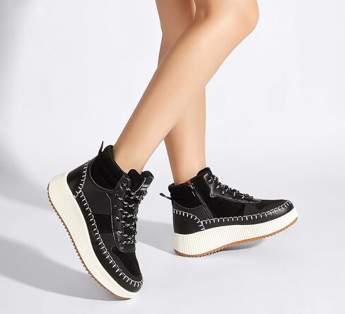 LUCKY STEP Women's Platform High Top Sneakers Fashion Zipper Woven Chunky Ankle Boots Casual Tennis Retro Braided Walking Shoes in Saudi Arabia