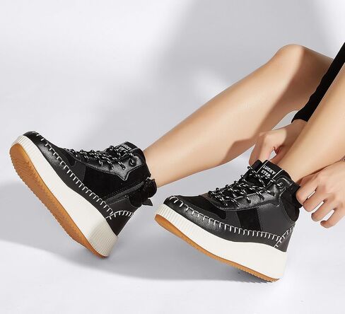 LUCKY STEP Women's Platform High Top Sneakers Fashion Zipper Woven Chunky Ankle Boots Casual Tennis Retro Braided Walking Shoes in Saudi Arabia