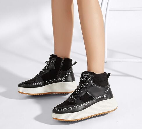 LUCKY STEP Women's Platform High Top Sneakers Fashion Zipper Woven Chunky Ankle Boots Casual Tennis Retro Braided Walking Shoes in Saudi Arabia