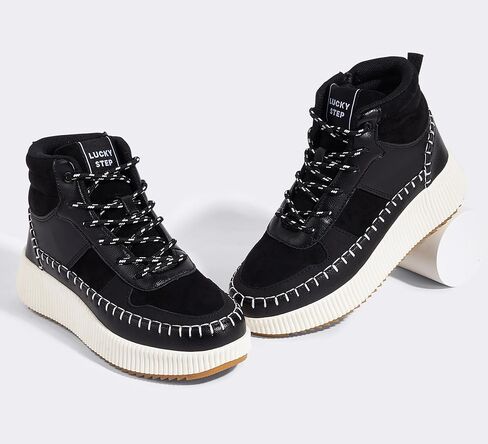 LUCKY STEP Women's Platform High Top Sneakers Fashion Zipper Woven Chunky Ankle Boots Casual Tennis Retro Braided Walking Shoes in Saudi Arabia