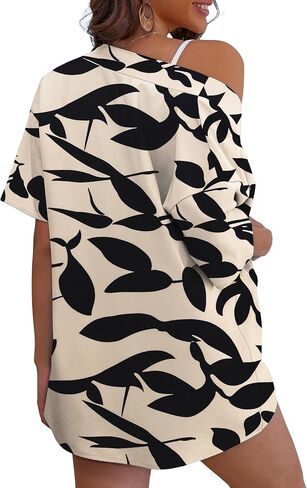 REDHOTYPE Women's 2 Piece Outfits Kimono Style Tropical Print Cover Ups Half Sleeve Blouse Shorts Set Summer Beachwear （S-XL） in Saudi Arabia