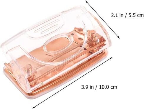 Acrylic Clear 2 Holes Paper Punch Multi- Function Hole Puncher Portable Planner Puncher for Home Office Supply Desktop Accessory (Rose Gold) in Saudi Arabia