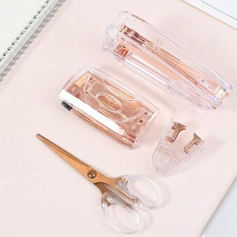 Acrylic Clear 2 Holes Paper Punch Multi- Function Hole Puncher Portable Planner Puncher for Home Office Supply Desktop Accessory (Rose Gold) in Saudi Arabia
