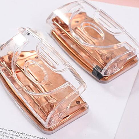 Acrylic Clear 2 Holes Paper Punch Multi- Function Hole Puncher Portable Planner Puncher for Home Office Supply Desktop Accessory (Rose Gold) in Saudi Arabia