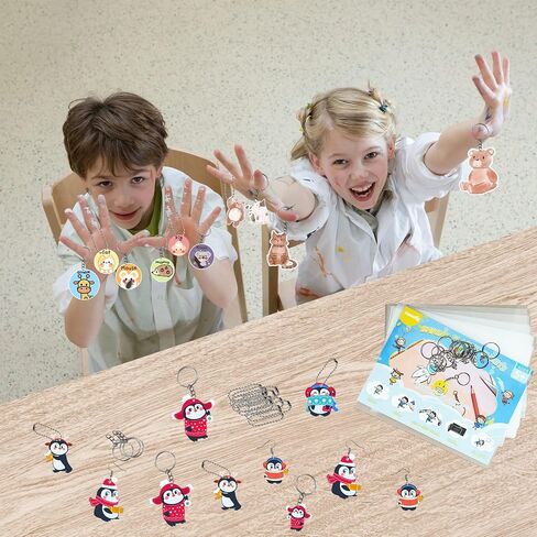 Hewolly 200 Pieces Shrinky Plastic Sheets Kit, Includes 20 Blank Sheets, 1 Hole Punch, 165 Keychain Accessories, and 12 Colored Pencils for Creative Art and Craft in Saudi Arabia