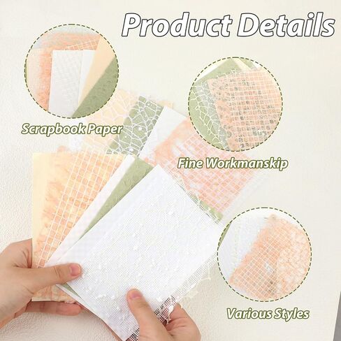 16 Piece of Handmade Scrapbook Paper, Mesh Fabric Mix Junk Journal Papers Scrapbook Supplies for Art Journaling, DIY Paper Craft Supplies, Card Making,Scrapbooking Handicraft Decoration(5.51*3.93inch) in Saudi Arabia