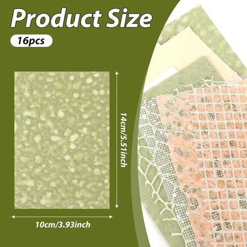 16 Piece of Handmade Scrapbook Paper, Mesh Fabric Mix Junk Journal Papers Scrapbook Supplies for Art Journaling, DIY Paper Craft Supplies, Card Making,Scrapbooking Handicraft Decoration(5.51*3.93inch) in Saudi Arabia