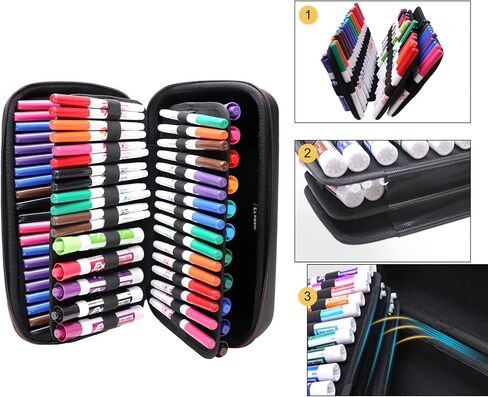 LTGEM Marker Case Storage Organizer 81 Slots Carrying Case for EXPO Dry Erase Markers Pens Brush Pen Coloring Pencils in Saudi Arabia