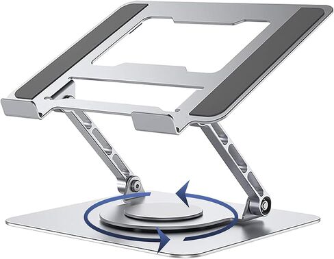 Laptop Stand Aluminum Computer Stand for Desk with 360° Rotating Base Adjustable Height and Angle Ergonomic Designe, Compatible with MacBook, Tablets and All Notebook 7-17" Silver in Saudi Arabia