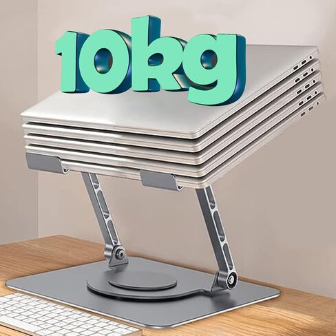 Laptop Stand Aluminum Computer Stand for Desk with 360° Rotating Base Adjustable Height and Angle Ergonomic Designe, Compatible with MacBook, Tablets and All Notebook 7-17" Silver in Saudi Arabia