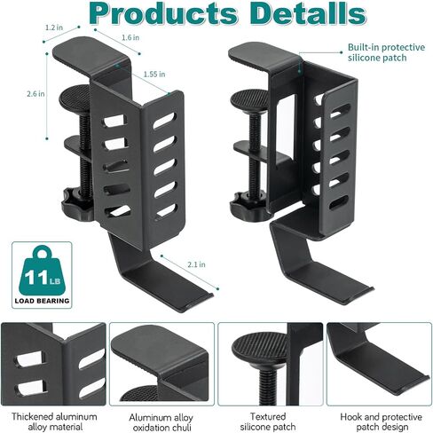 FEIKU Desk Side Vertical Laptop Stand,No Drill Laptop Desktop Mount,Hanging Laptop Holder for Desk Side,Clamp on Desk Side Storage Organizer for Laptops/Book/Keyboards/Headphone/Backpack Black in Saudi Arabia