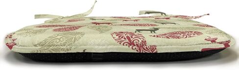 Ambesonne Deer Chair Seating Cushion Set of 4, Paisley Deer Ornate Swirled Abstract Christmas Motifs, Anti-Slip Seat Padding for Kitchen & Patio, 16"x16", Olive Green Pale Green in Saudi Arabia