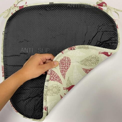 Ambesonne Deer Chair Seating Cushion Set of 4, Paisley Deer Ornate Swirled Abstract Christmas Motifs, Anti-Slip Seat Padding for Kitchen & Patio, 16"x16", Olive Green Pale Green in Saudi Arabia