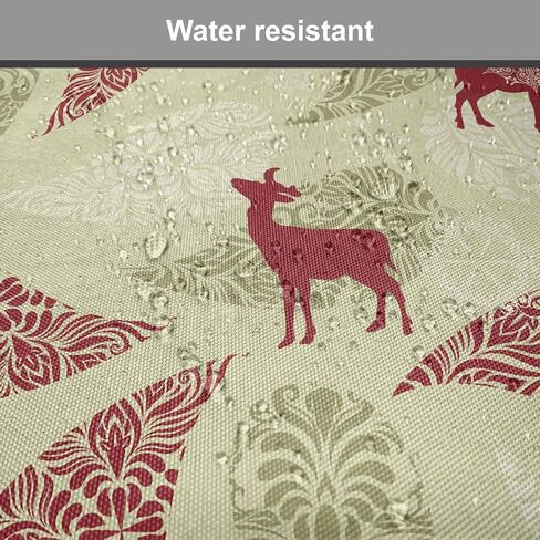Ambesonne Deer Chair Seating Cushion Set of 4, Paisley Deer Ornate Swirled Abstract Christmas Motifs, Anti-Slip Seat Padding for Kitchen & Patio, 16"x16", Olive Green Pale Green in Saudi Arabia