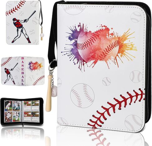 SUPERNIGHT Baseball Card Binder, Trading Card Binder with Sleeves 400 Pockets, Sports Card Binder Collectible, 55 Sleeves Card Album Book Protectors Card Storage Organizer in Saudi Arabia