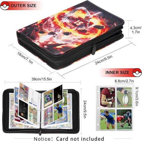 Football Card Binder with Sleeves 400 Pocket, Sports Card binder Compatible with Baseball Card, Basketball Card, Hockey card, Soccer Card, Trading Card Binder for Boys and Girls in Saudi Arabia