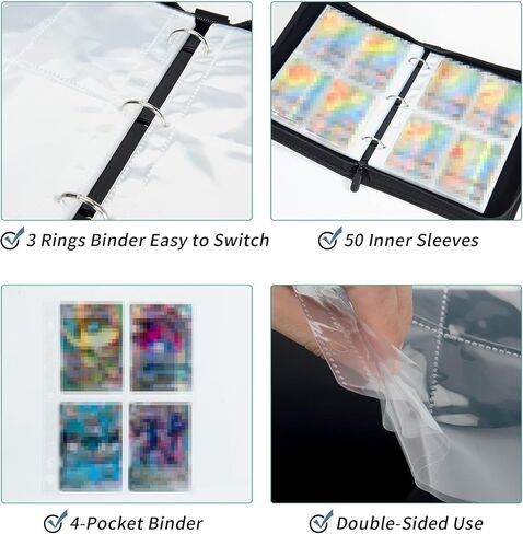 Football Card Binder with Sleeves 400 Pocket, Sports Card binder Compatible with Baseball Card, Basketball Card, Hockey card, Soccer Card, Trading Card Binder for Boys and Girls in Saudi Arabia