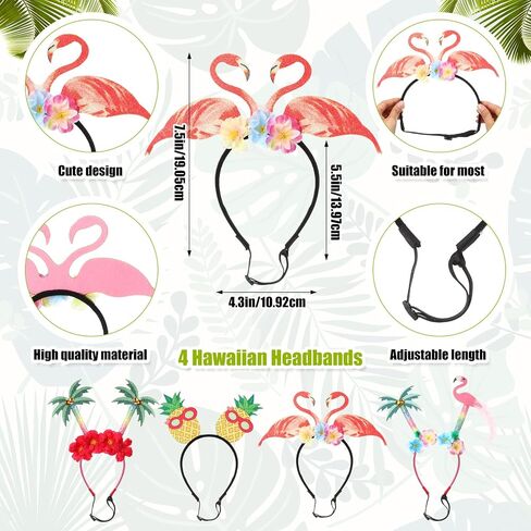 JaGely 8 Pcs Hawaiian Dog Bandana Party Headbands Set Cute Puppy Bibs Flamingo Pineapple Palm Tree Luau Party Head Boppers for Small Large Dogs Tropical Party Accessories Summer Beach Party Supplies in Saudi Arabia