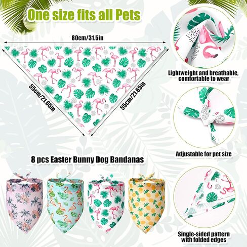 JaGely 8 Pcs Hawaiian Dog Bandana Party Headbands Set Cute Puppy Bibs Flamingo Pineapple Palm Tree Luau Party Head Boppers for Small Large Dogs Tropical Party Accessories Summer Beach Party Supplies in Saudi Arabia