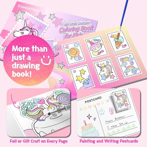 Paint with Water Coloring Books for Kids, 3PCS Watercolor Paint Books Sets, 32 Unicorn Pages Total, Arts and Crafts for Kids Ages 4-6-8-12 with 3 Paint Brushes and 3 Coloring Activity Books (unicorn) in Saudi Arabia