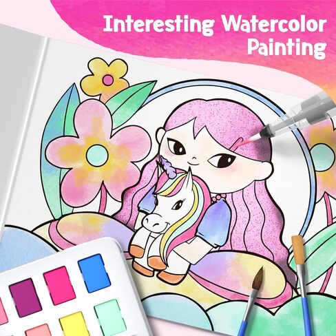 Paint with Water Coloring Books for Kids, 3PCS Watercolor Paint Books Sets, 32 Unicorn Pages Total, Arts and Crafts for Kids Ages 4-6-8-12 with 3 Paint Brushes and 3 Coloring Activity Books (unicorn) in Saudi Arabia