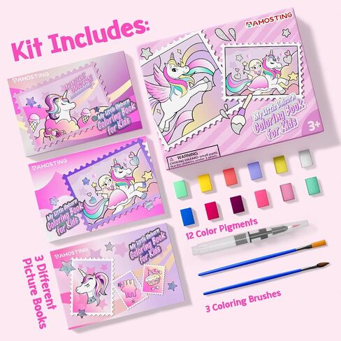Paint with Water Coloring Books for Kids, 3PCS Watercolor Paint Books Sets, 32 Unicorn Pages Total, Arts and Crafts for Kids Ages 4-6-8-12 with 3 Paint Brushes and 3 Coloring Activity Books (unicorn) in Saudi Arabia