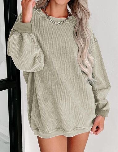 سترة حريمي كاجوال من aviviRuth بياقة دائرية كبيرة الحجم وأكمام طويلة بلون سادة بلوفر خريفي مريح in Kuwait