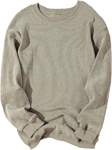 سترة حريمي كاجوال من aviviRuth بياقة دائرية كبيرة الحجم وأكمام طويلة بلون سادة بلوفر خريفي مريح in Kuwait