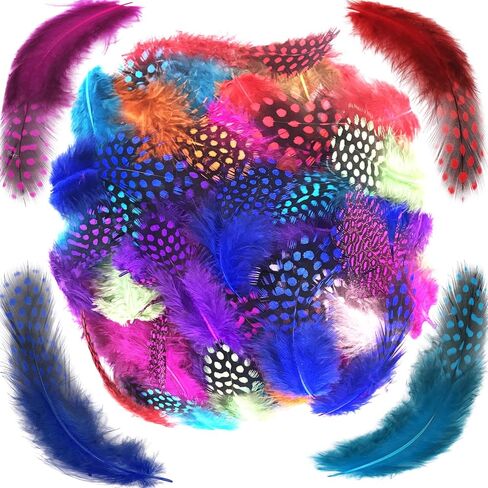 150Pcs Colorful Feathers for Crafts for DIY Crafting DIY Craft Spotted Feather Wedding Party Decorations in Saudi Arabia