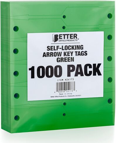 Better Office Products Self-Locking Arrow Key Tags, 1,000 Per Pack, 4.5" x 0.75", Plastic ID Key Tags, Precision Die Cut, (Blue) in Saudi Arabia