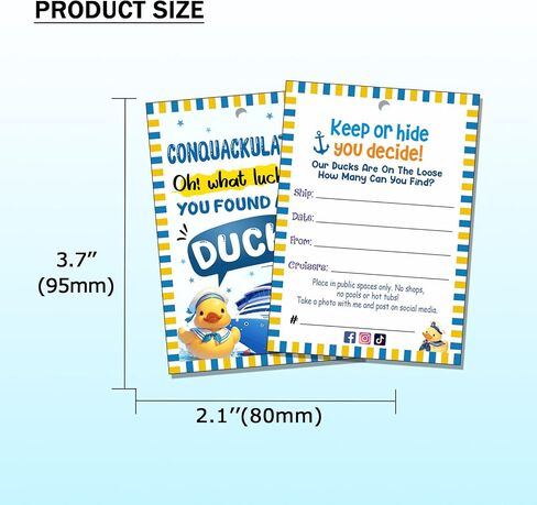 Duck Tags, Cruising Rubber Duck Tags, 50 Set Duck Tags for Cruising, Cruise Duck Ducking Games Card, Yellow DCUK & Drift Bottle Shape Design, with Round Hole and Rubber Bands-CONQUACKULATIONS in Kuwait
