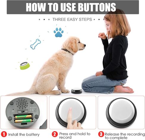 Recordable Button, Sound Button Record Talking Button Answer Buzzers Funny Buttons Record Your Own Words with 30s Voice Recording Time Also Used for Dog Training - Red and Black (Battery Included) in Saudi Arabia