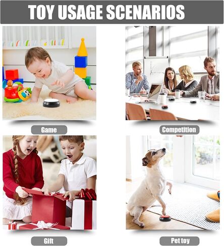 Recordable Button, Sound Button Record Talking Button Answer Buzzers Funny Buttons Record Your Own Words with 30s Voice Recording Time Also Used for Dog Training - Red and Black (Battery Included) in Saudi Arabia