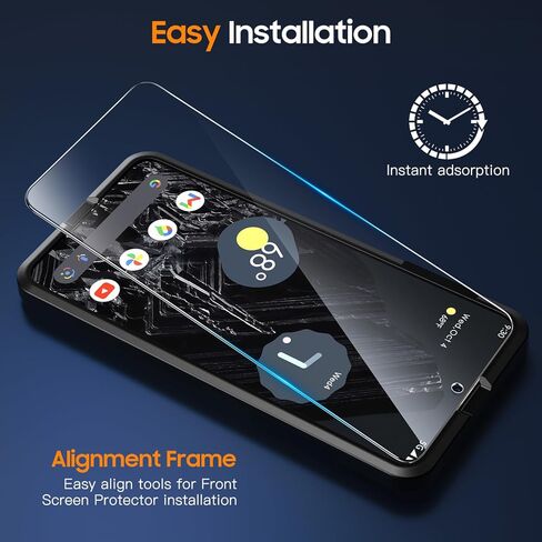 واقي شاشة UniqueMe لهاتف Google Pixel 8 Pro، [فتح بصمة الإصبع المتوافق] قطعتان من واقي عدسة الكاميرا المقاوم للكسر من الدرجة العسكرية وقطعتان من الزجاج المقسى 9H لهاتف Pixel 8 pro سهل التركيب in Kuwait