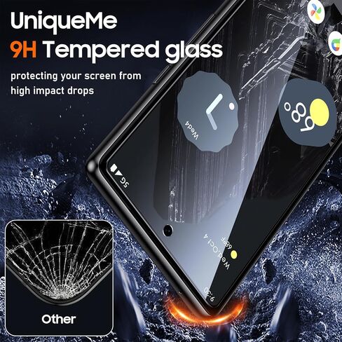واقي شاشة UniqueMe لهاتف Google Pixel 8 Pro، [فتح بصمة الإصبع المتوافق] قطعتان من واقي عدسة الكاميرا المقاوم للكسر من الدرجة العسكرية وقطعتان من الزجاج المقسى 9H لهاتف Pixel 8 pro سهل التركيب in Kuwait